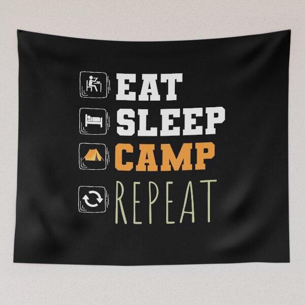 Item preview, Eat Sleep Camp Repeat designed and sold by VerdePlantTees.