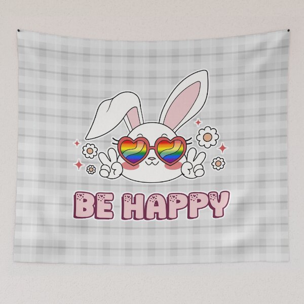 Item preview, Be Happy, Bunny in Rainbow Flag Colors Glasses designed and sold by Savchuk-Vova.