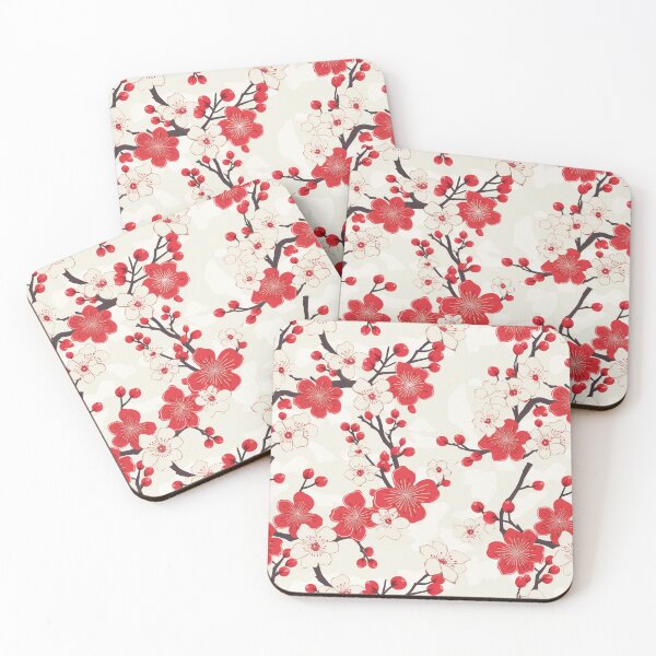 Item preview, Blissful Blooms - Red Cherry Blossoms & Double Happiness Pattern designed and sold by meowjourney.
