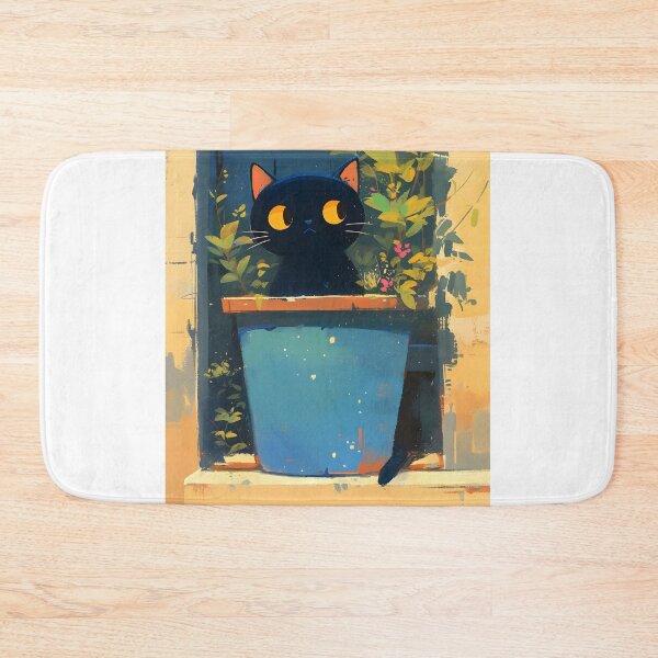 Item preview, Cute Black Cat Sitting In Flowerpot designed and sold by CoolMantras.