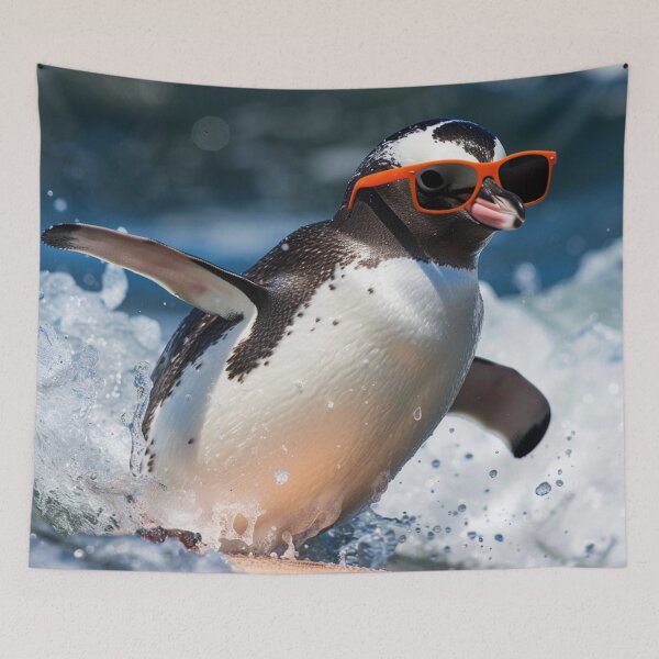 Item preview, a_really_cool_penguin_wearing_sunglasses_surfing designed and sold by Kirollos9.