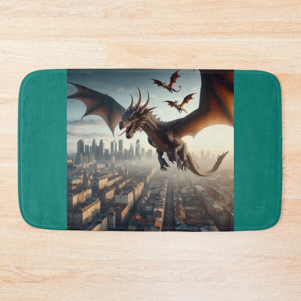 Item preview,  Flight of dragons over the city. designed and sold by MyHappyArtShop.