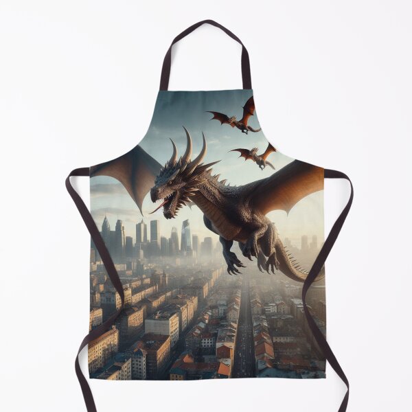 Item preview,  Flight of dragons over the city. designed and sold by MyHappyArtShop.