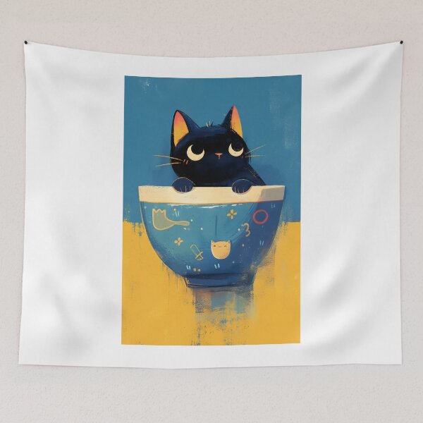 Item preview, Cute Black Cat Sitting In Flowerpot designed and sold by CoolMantras.