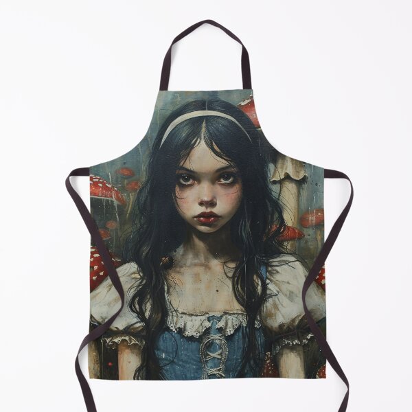 Item preview, Alice and red mushrooms - goblincore aesthetic - oil painting designed and sold by Fantasy Cache.