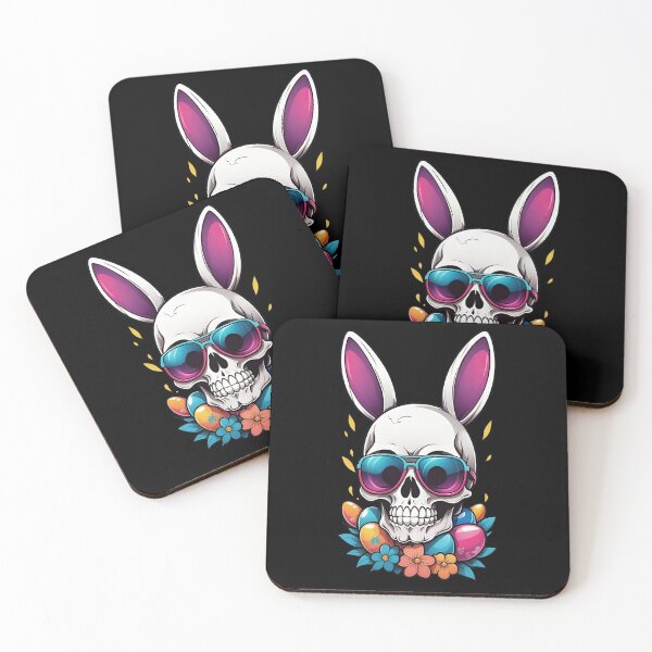 Item preview, Gothic Easter Skull with Bunny Kawaii Ears designed and sold by Tw1nsAIArt.