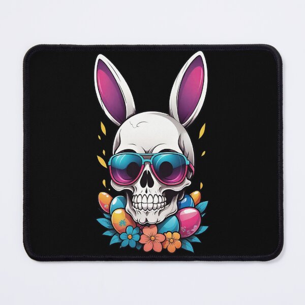 Item preview, Gothic Easter Skull with Bunny Kawaii Ears designed and sold by Tw1nsAIArt.