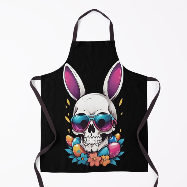 Item preview, Gothic Easter Skull with Bunny Kawaii Ears designed and sold by Tw1nsAIArt.