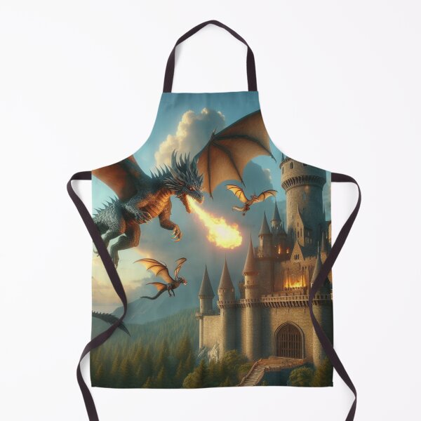 Item preview, Dragons flying over the castle. designed and sold by MyHappyArtShop.