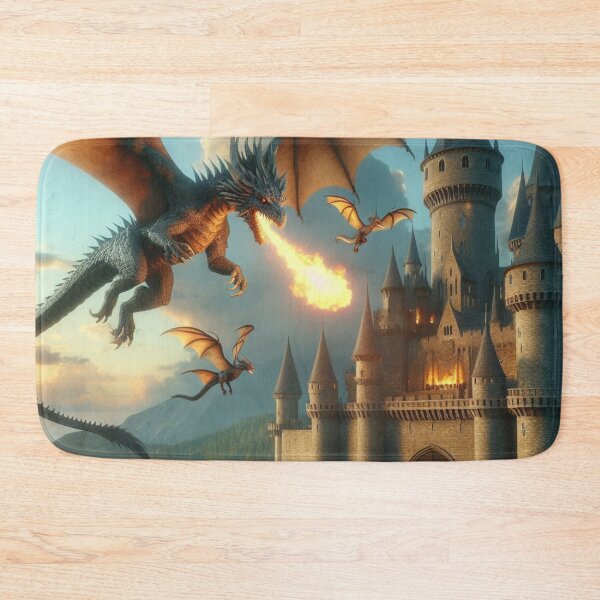 Item preview, Dragons flying over the castle. designed and sold by MyHappyArtShop.