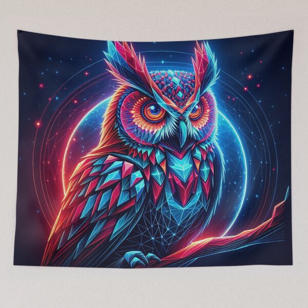 Item preview, Neon Polygonal Owl designed and sold by T-NeonSt.