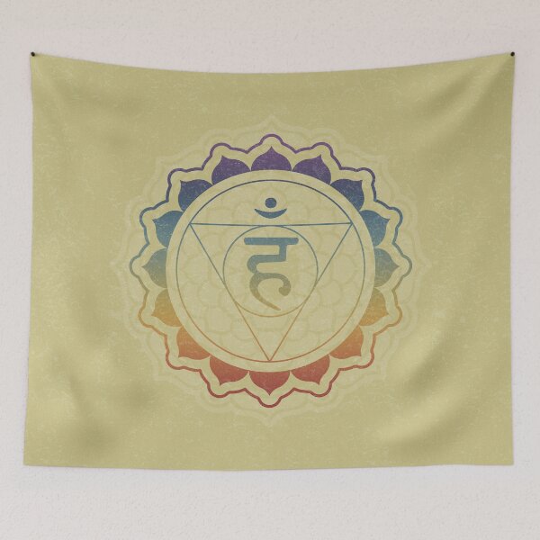 Item preview, Throat Chakra Mandala - Gold + Rainbow Sunset designed and sold by Irene Estelle.
