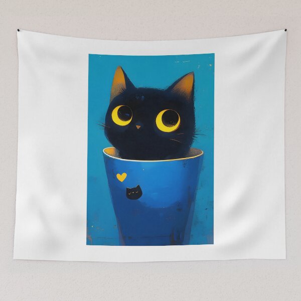 Item preview, Cute Black Cat Sitting In Flowerpot designed and sold by CoolMantras.