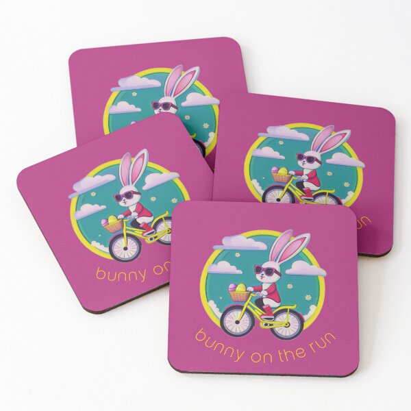 Item preview, Funny bunny on the bike Bunny on the Run Pink designed and sold by kikidu21.