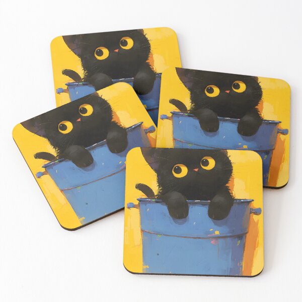 Item preview, Cute Black Cat Sitting In Flowerpot designed and sold by CoolMantras.