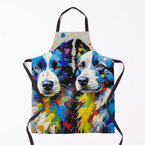 Artikelvorschau, Buntes Ölgemälde Border Collies entworfen und verkauft von NicolasGlowArt.
