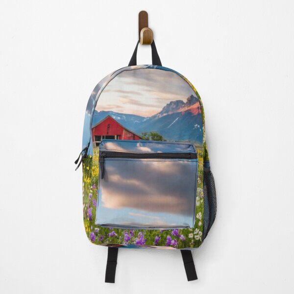Item preview, Old Barns Near The Snowy Mountains With Wildflowers designed and sold by thespecialtyhub.