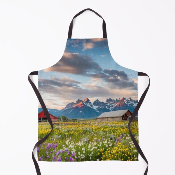 Item preview, Old Barns Near The Snowy Mountains With Wildflowers designed and sold by thespecialtyhub.