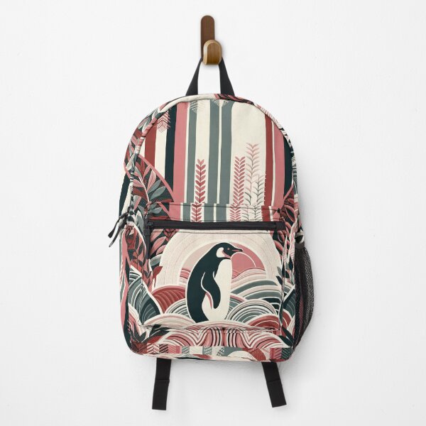 Item preview, Coral Pink Cream Art Deco Floral Nature With Penguin Forest designed and sold by PenguinForests.