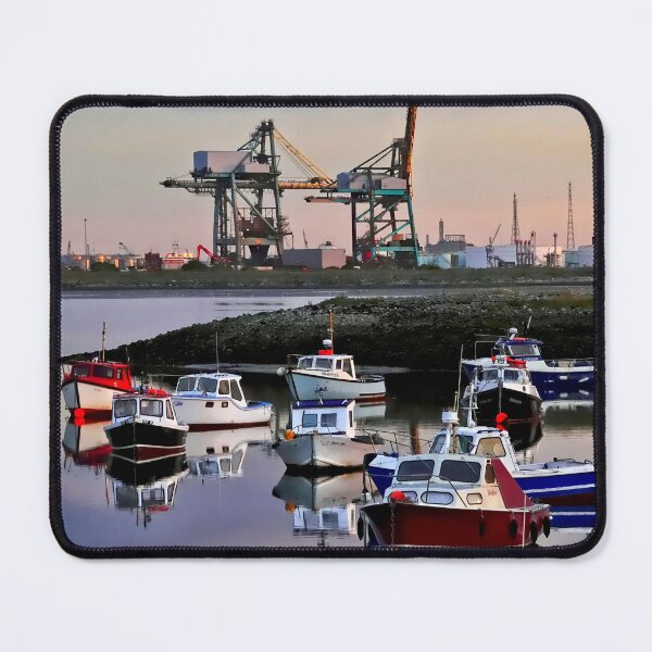 Item preview, Boats at Paddy's Hole with Teesport Industry behind designed and sold by RosRidleyPhoto.