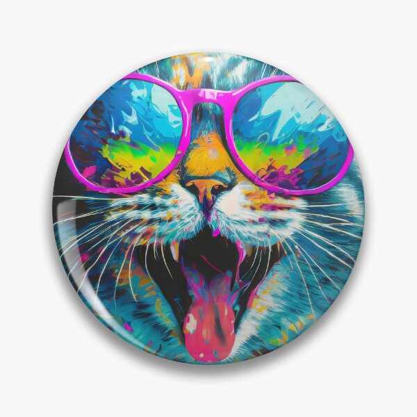 Item preview, Vibrant portrait of a cat wearing sunglasses and paint splattering effect designed and sold by mystiquelicorne.