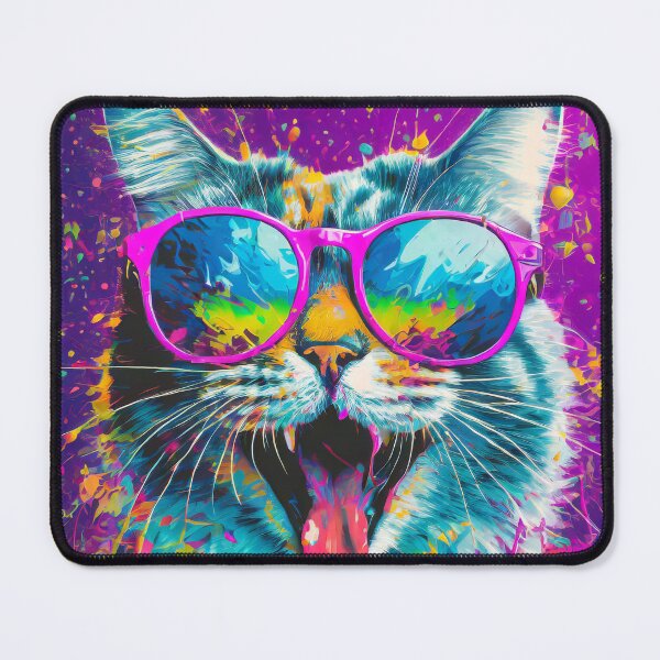Item preview, Vibrant portrait of a cat wearing sunglasses and paint splattering effect designed and sold by mystiquelicorne.