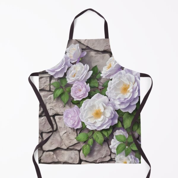 Item preview, WHITE AND LILAC CLIMBING ROSES ON STONE WALL 108 designed and sold by Ciervo Primavera.