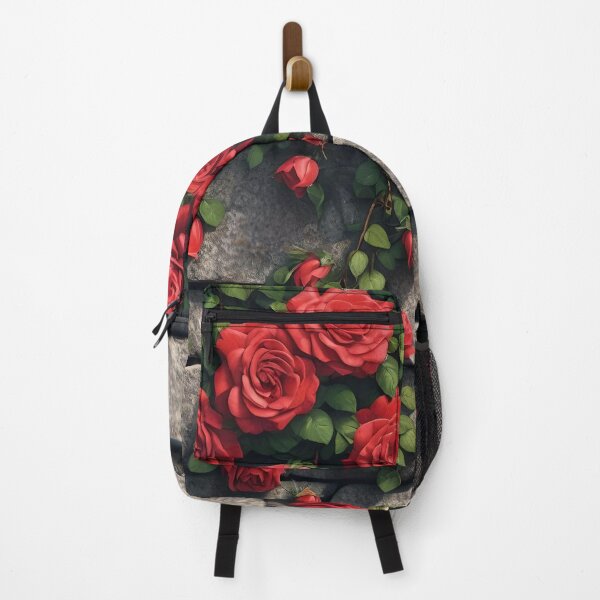 Item preview, RED CLIMBING ROSES ON STONE WALL 107 designed and sold by Ciervo Primavera.