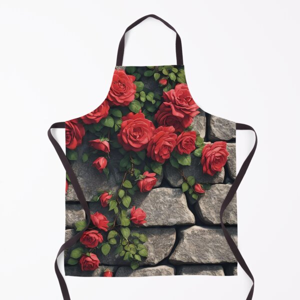 Item preview, RED CLIMBING ROSES ON STONE WALL 107 designed and sold by Ciervo Primavera.