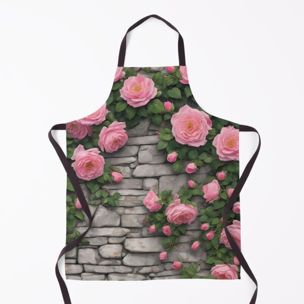 Item preview, Pink climbing roses on stone wall 103 designed and sold by Ciervo Primavera.