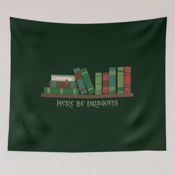 Item preview, Here Be Dragons Fantasy Reader Bookshelf designed and sold by vonplatypus.