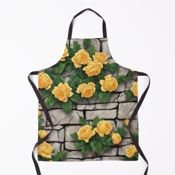 Item preview, YELLOW CLIMBING ROSES ON STONE WALL 100 designed and sold by Ciervo Primavera.