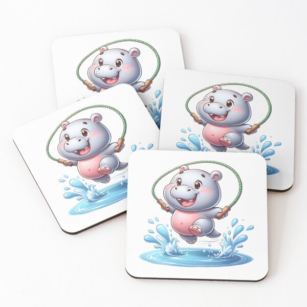 Item preview, Cute Hippopotamus with Jump Rope Illustration designed and sold by vk09.