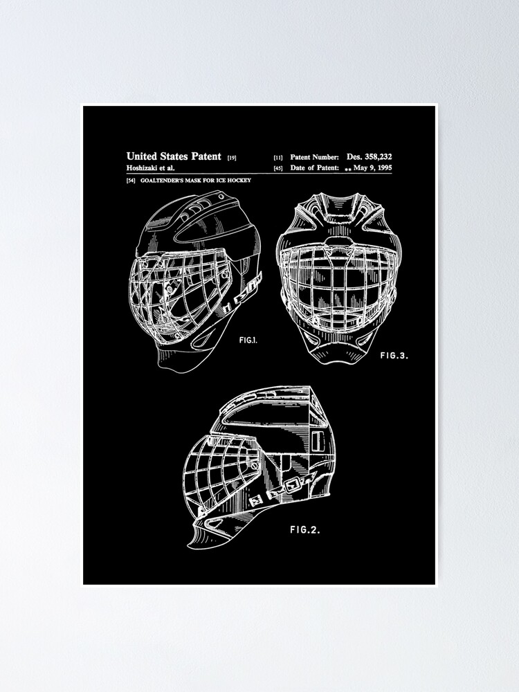 Hockey Goaltender Mask Patent Black - Hockey - Pillow