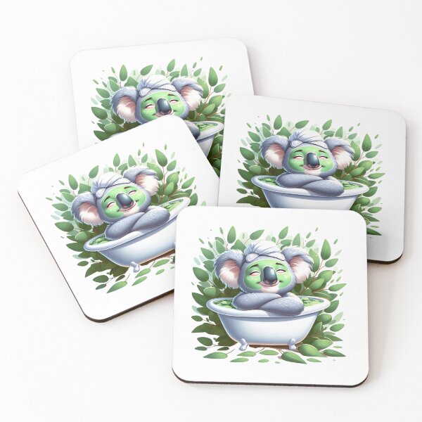 Item preview, Koala Enjoying a Relaxing Bath Among Eucalyptus Leaves Illustration designed and sold by vk09.