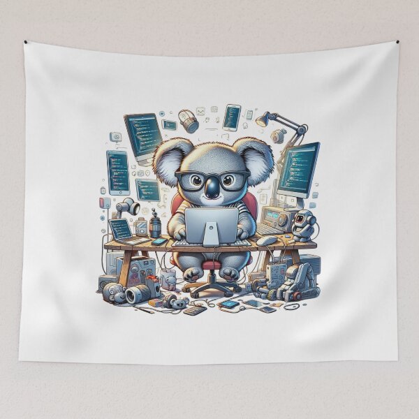 Item preview, Adorable Koala Geek Engrossed in Gadgets Illustration designed and sold by vk09.