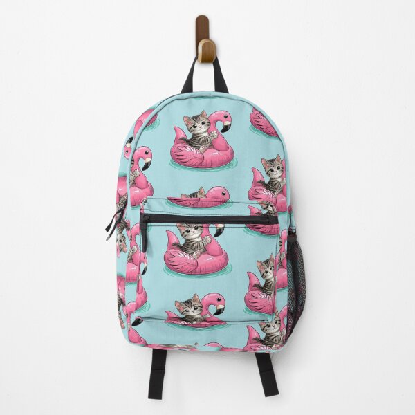 Item preview, Sweet and cute kitty in a pink flamingo float designed and sold by Artquinox.