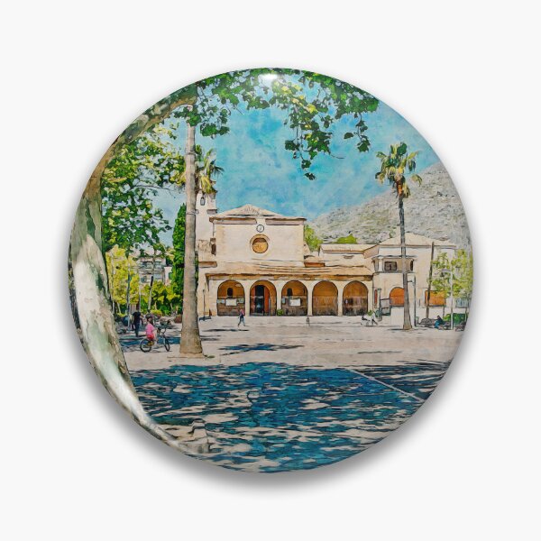 Item preview, Puerto Pollensa Square Mallorca Watercolour Effect designed and sold by GG WALL ART.