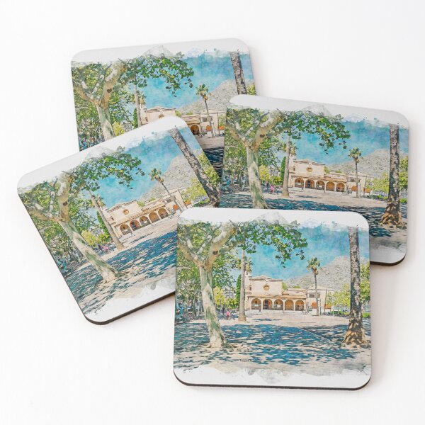 Item preview, Puerto Pollensa Square Mallorca Watercolour Effect designed and sold by GG WALL ART.
