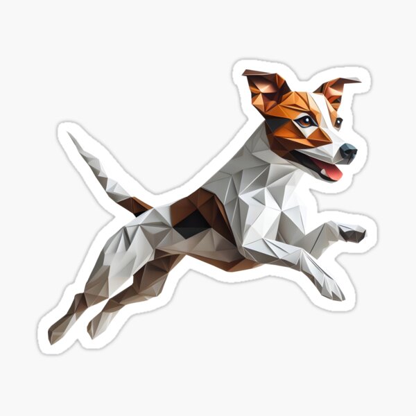Item preview, Jack russel dog running 3d geometric origami, 3D polygonal illustration designed and sold by CutOriginalArt.