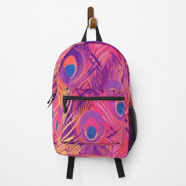 Item preview, Peacock feathers inspired art pattern in purple, pink & orange designed and sold by PrettyPinkSkies.