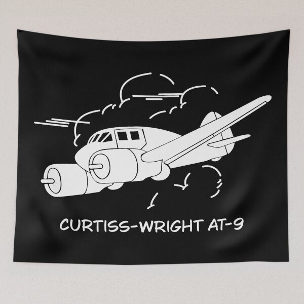 Item preview, Curtiss-Wright AT-9 WW2 Pilot Trainer Plane Flying Clouds Silhouette designed and sold by MilitaryMart.