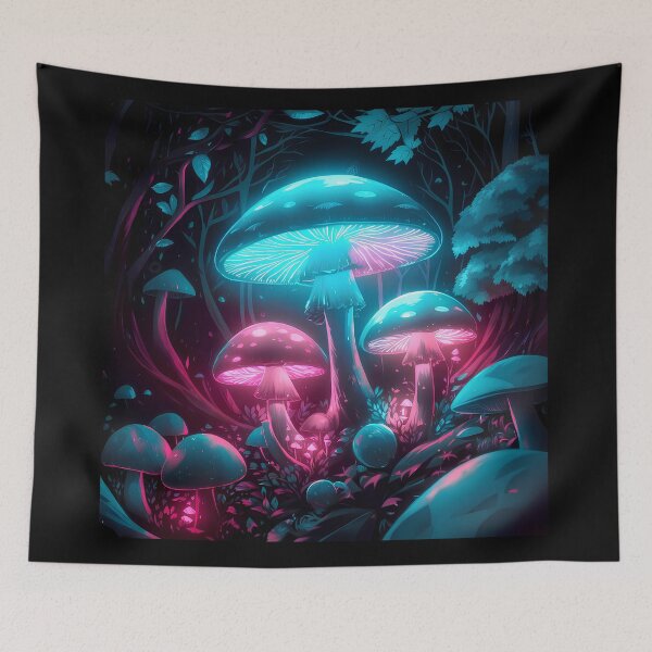 Item preview, Neon mushrooms in forest designed and sold by Paul-Place.