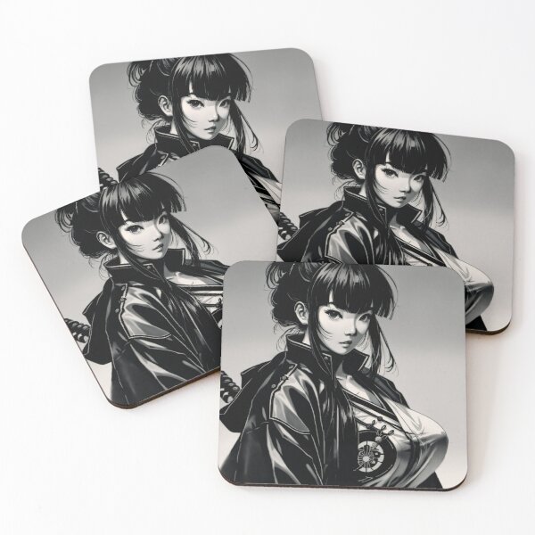 Item preview, Beautiful Manga Style Asian Samurai Girl Black/White  designed and sold by NPC-Trader.