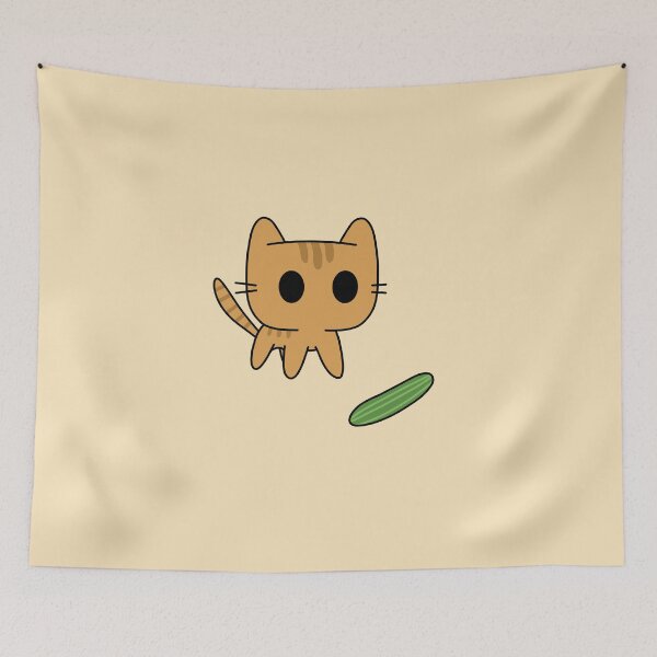 Item preview, Ginger cat scared by cucumber designed and sold by Cre8iveCat.
