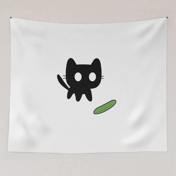 Item preview, Black cat scared by cucumber designed and sold by Cre8iveCat.