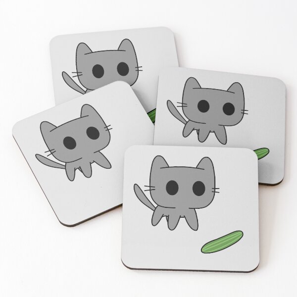 Item preview, Grey cat scared by cucumber designed and sold by Cre8iveCat.