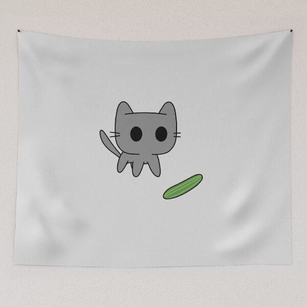 Item preview, Grey cat scared by cucumber designed and sold by Cre8iveCat.