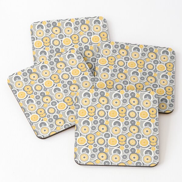 Item preview, Mid Century Modern Geometric Circles Pattern Yellow Gray designed and sold by Prints and Lifestyle.
