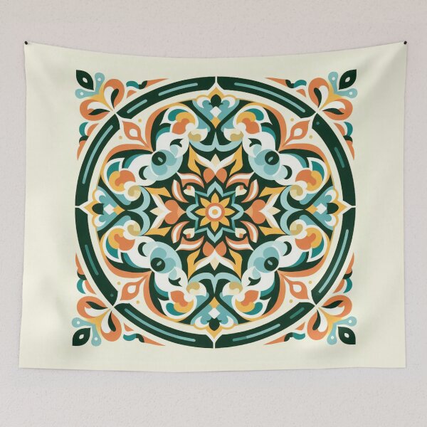 Item preview, Yellow Iberian single circle tile designed and sold by Designs2Camille.